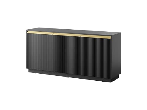 MINIO go for it - Kommode ROJALES, 154 cm, Geriffelte MDF-Fronten, Goldverzierung, hängend oder stehend, Farbe: Schwarz MINIO go for it - Kommode ROJALES, 154 cm, Geriffelte MDF-Fronten, Goldverzierung, hängend oder stehend, Farbe: Schwarz von MINIO go for it