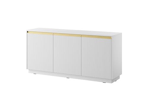 MINIO go for it - Kommode ROJALES, 154 cm, Geriffelte MDF-Fronten, Goldverzierung, hängend oder stehend, Farbe: Weiß MINIO go for it - Kommode ROJALES, 154 cm, Geriffelte MDF-Fronten, Goldverzierung, hängend oder stehend, Farbe: Weiß von MINIO go for it