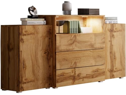 MINIO go for it, Kommode mit Schubladen Korfu III, 150 cm, Sideboard, Farbe: Wotan Eiche von MINIO go for it