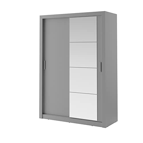 MINIO go for it - Schwebetürenschrank ERTA 4, 150 cm, zweitürig Schrank mit Spiegel, Kleiderstange und Einlegeboden, Schlafzimmer Möbel, Farbe: Grau matt MINIO go for it - Schwebetürenschrank ERTA 4, 150 cm, zweitürig Schrank mit Spiegel, Kleiderstange und Einlegeboden, Schlafzimmer Möbel, Farbe: Grau matt von MINIO go for it