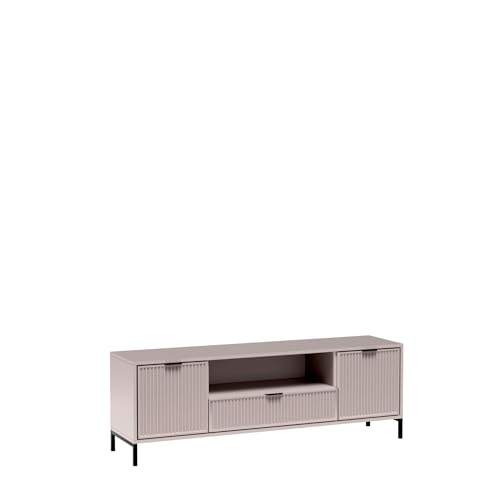 MINIO go for it - TV-Schrank ASTI, Breite 165 cm, Modern Lowboard, 2 Schubladen mit geräuschloser Schließung und Einlegeböden, Ideal für das Wohnzimmer - Kaschmir von MINIO go for it