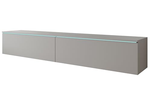 MINIO go for it - TV Schrank Donna, Breite 180 cm, Lowboard, Stehend oder Hängend, Fernsehschrank für das Wohnzimmer, Laminierte Spannplatte, Farbe: Grau matt - mit LED Beleuchtung MINIO go for it - TV Schrank Donna, Breite 180 cm, Lowboard, Stehend oder Hängend, Fernsehschrank für das Wohnzimmer, Laminierte Spannplatte, Farbe: Grau matt - mit LED Beleuchtung von MINIO go for it