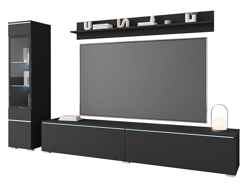 MINIO go for it - Wohnwand 3-Teilig Set Veve 1 I Hängend oder Stehend I Hochschrank-Vitrine I Lowboard I Wandboard I Laminierte Spannplatte I Schwarz Graphit matt - ohne Beleuchtung MINIO go for it - Wohnwand 3-Teilig Set Veve 1 I Hängend oder Stehend I Hochschrank-Vitrine I Lowboard I Wandboard I Laminierte Spannplatte I Schwarz Graphit matt - ohne Beleuchtung von MINIO go for it