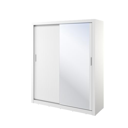 MINIO go for it - Zweitüriger Kleiderschrank ERTA 28, Schiebetürenschrank mit Spiegel, 180 cm, Farbe: Weiß matt MINIO go for it - Zweitüriger Kleiderschrank ERTA 28, Schiebetürenschrank mit Spiegel, 180 cm, Farbe: Weiß matt von MINIO go for it