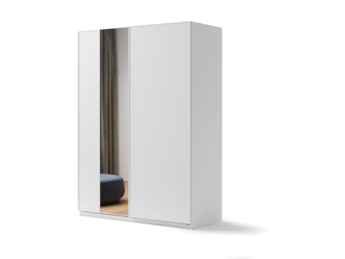 MINIO go for it - Zweitüriger Kleiderschrank Maxime 3, Schiebetürenschrank mit Spiegel, 170 cm, Farbe: Weiß matt von MINIO go for it
