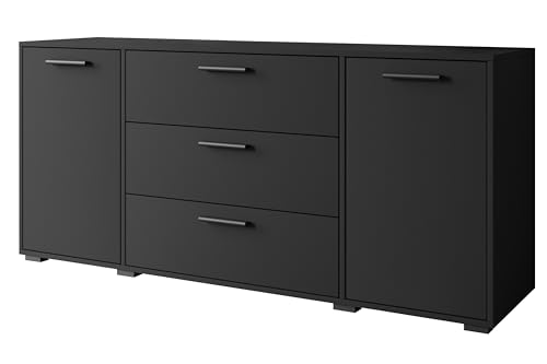 Minio - Kommode mit Schubladen 150 cm Breit TOGA I Sideboard für Wohnzimmer Schlafzimmer Flur I Moderne Komodenschrank I Kommode Schwarz Graphit von MINIO go for it