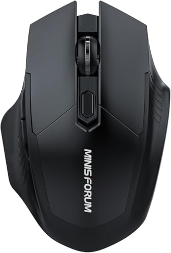 MINIS FORUM Wireless Mouse Rechargeable, 2.4G+Bluetooth Dual Mode Ergonomic Optical Computer Mice for Laptop, Computer, PC, Chromebook, Notebook, 500mAh, with USB Receiver, 6 Buttons, 1600 DPI von MINIS FORUM