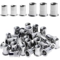 100 Stück Nietmuttern M6 M8, Edelstahl-Nietmuttern, Flachkopf-Einsteckmutter-Sortiment-Kit für Holzmöbel, Mutter M6, Mutter M8, jede Größe 50 Stück von MINKUROW