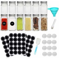 12er-Pack Gewürzdosen – Gewürzdosen, quadratische Gläser, 120 ml Fassungsvermögen, 10,5 x 4,3 cm luftdichte Kappe, Tafel und durchsichtiges Etikett, von MINKUROW