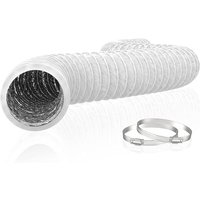 150 mm flexibler Abluftschlauch aus PVC-Aluminium, 6 m lang – Belüftungsrohr für Abluftventilator, Klimaanlage, Wäschetrockner (ø150 mm x 6 m, weiß) von MINKUROW