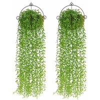 2 Stück Hängende Kunstpflanze, 95 cm Kunstpflanzen Efeu Weidenblätter Kunststoffpflanzen, Hochzeitsgarten Hängepflanze Dekoration-A - Minkurow von MINKUROW