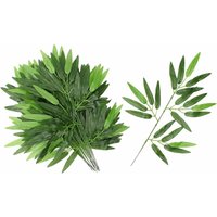 Minkurow - 20 Stück künstliche Bambusblätter, grüner Kunstbambus mit langem Stiel, Grünpflanze für Hotel, Zuhause, Regal, Wand, Bauernhof, Bambuswald von MINKUROW