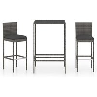 3-tlg. Gartenbar-Set mit Kissen Poly Rattan Grau vidaXL 3-tlg. Gartenbar-Set mit Kissen Poly Rattan Grau vidaXL von MINKUROW