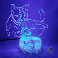 3D Katze Nachtlicht 16 Farbwechsel usb Fernbedienung Touch Schalter Dekorative Lampe Optische Täuschung Lampe Led Tisch Schreibtischlampe Kinder von MINKUROW