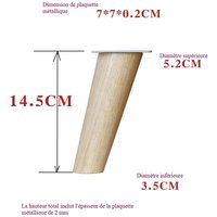 4 Stück Möbelbeine aus Holz, Höhe: 14,5 cm, rund, konisch (schräges Design) Material: Massivholz für Stühle, Tische, Schränke usw. - Minkurow von MINKUROW