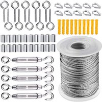 50 m Drahtseil-Set, Garten-Stahlkabelspanner, Edelstahl-Hängeseil-Set, nylonbeschichtetes Edelstahlkabel für Wäscheleine, Zeltseil, 56-teilig 50 m Drahtseil-Set, Garten-Stahlkabelspanner, Edelstahl-Hängeseil-Set, nylonbeschichtetes Edelstahlkabel für Wäscheleine, Zeltseil, 56-teilig von MINKUROW