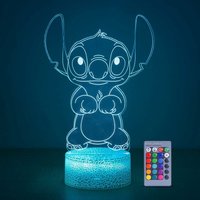 Minkurow - Cartoon Kawaii Lilo & Stitch 3D-LED-Lampe RGB-Beleuchtungswechsel Acryl-Panel USB-Kabel Schlafzimmer Nachtlicht Kind Weihnachten mit von MINKUROW