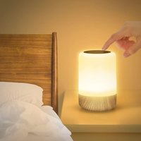 Dimmbare Touch-Nachttischlampe, Kabellose Batteriebetriebene LED-Lampe mit 4 Farbwechseln und 3 Lichtintensitäten, Wiederaufladbares von MINKUROW