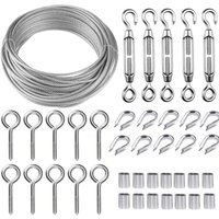 Edelstahl-Seil-Aufhängeset, 30 m/2 mm beschichtetes Edelstahlkabel mit M5-Spannschlössern, 2 mm Drahtseil-Set für Pflanzenkletterer, Wäscheleine, von MINKUROW