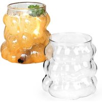 Gläser & Trinkgeschirr, 350ml Wassergläser 2er Set, Bubble Glas für Eiskaffee Latte Macchiato, Matcha Glas Mojito Gläser, Fancy Trinkgläser, von MINKUROW