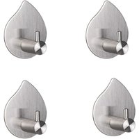 Handtuchhaken aus gebürstetem Edelstahl 304 zur Wandmontage [4 Stück] – Silber – Handtuchhalter im Design ohne Bohren für Badezimmer oder Küche – von MINKUROW