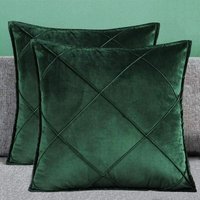 Hochwertiger einfacher und weicher Kissenbezug aus Samt, dekorativer Kissenbezug für Sofa (45 x 45 cm (2 dunkelgrün)) - Minkurow von MINKUROW