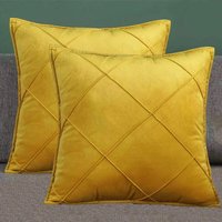 Hochwertiges samtweiches und schlichtes Kissenbezug-Set, dekorativer Kissenbezug für Sofa (45 x 45 cm (2 Gelb)) von ETING