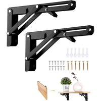 Klapphalterung 300 mm, 2 Stück schwarze Klapphalterung, klappbare Regalhalterungen belastbar, robuste einziehbare Klapphalterung, Regalhalterung, für von MINKUROW