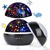 Minkurow - LED-Sternenhimmel-Projektor, Baby-Nachtlicht, Ocean World 2-in-1-Projektionslampe mit USB-Kabel (Schwarz) von MINKUROW