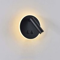 Minkurow - LED-Wandleuchte, Nachttisch-Leselampe, 9W LED-Wand-Leseleuchten, verstellbarer Strahler (3000K warmes Licht) schwarz (runde Form) von MINKUROW