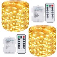 2er-Pack] Mini-LED-Außenleuchten, 10 m, wasserdicht, Akku, 100 LED-Leuchten mit Fernbedienung, Innen- und Außendekoration für Weihnachten, Hochzeit, von LYCXAMES