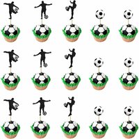 MINKUROW 48 Stück Fußball Cupcake Toppers Dekoration Torte Fuß Fußball Kuchen Topper für Fußball Thema Party Geburtstag Party Dekoration von MINKUROW