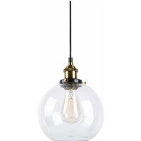 MINKUROW Glas-Pendelleuchte Vintage-Finish Industrielles Metall Klarglas Runder Kugelschirm Loft-Pendelleuchte Retro-Lampe Vintage-Deckenleuchte von MINKUROW