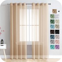 MINKUROW Kurze, halbtransparente Gardinen mit Ösen, Leinenoptik, Stores, Schalvorhänge für Wohnzimmer, Schlafzimmer, Kinderzimmer, Apricot, 260 x 140 von MINKUROW