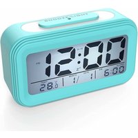 MINKUROW Led Digitalanzeige Wecker mit Nachtlicht Snooze Batteriebetriebener Nachttischwecker für Reisebüro Zuhause (Farbe : Blau) von MINKUROW