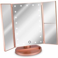 MINKUROW Led Kosmetikspiegel Faltbarer Standspiegel - Beleuchteter Schminkspiegel 2x 3x Vergrößerungsspiegel - Roségold von MINKUROW