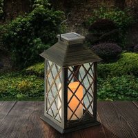 MINKUROW Solarlaterne, LED-Solarlampe für den Außenbereich, mit LED-Kerzenflamme, Feuereffekt, kabellos, tragbar, wiederaufladbar, für Garten, von MINKUROW