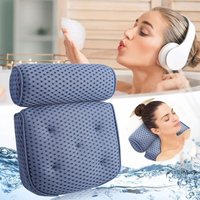 1 Stück Blaues Graues Badekissen 4d Badekissen Mit 7 Saugnäpfen Rutschfestes Air-Mesh-Badekissen, Spa-Kissen, Nackenkissen, Whirlpool, Home Spa von MINKUROW