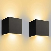 12W led Wandleuchten Innen/Außen 2 Stück Außenwandleuchte 3000k Warmweiß Schwarz led Wandleuchte mit einstellbarem Abstrahlwinkel Außenbeleuchtung von MINKUROW