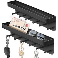 Minkurow - 2 Schlüsselregal mit Regal, Wandmontiertes Schlüsselbrett 6 Haken, kein Bohren, selbstklebender Schlüsselhalter, modernes Schlüsselregal, von MINKUROW