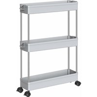 3-stöckiger Küchenwagen, schmales Nischenregal auf Rollen, platzsparendes Badezimmerregal und Küchenregal für Küche, Büro, Badezimmer, 40 x 13 x 61 von MINKUROW