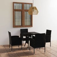 VidaXL 5-tlg. Garten-Essgruppe Poly Rattan Schwarz von MINKUROW