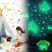 Einhorn-Stern, leuchtende Decken-Wandaufkleber, fluoreszierender Stern, Regenbogen-Dekoration, Kinder- und Mädchenzimmer (174 Stück) - Minkurow von MINKUROW