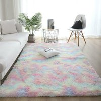 Minkurow - Flauschiger Kunstpelz-Bodenteppich, flauschiger Teppich, dekorativer Farbverlauf, Bodenmatte für Schlafzimmer, Wohnzimmer, Esszimmer von MINKUROW