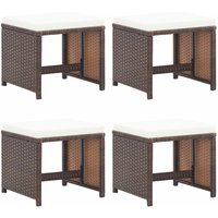 Minkurow - Gartenhocker 4 Stk. mit Kissen Poly Rattan Braun vidaXL von MINKUROW
