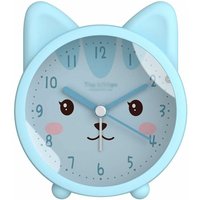 Kinder niedliches Tier Katze leiser Wecker nicht tickende Silikonuhr Nachtlicht Reiseuhr blau - Minkurow von MINKUROW