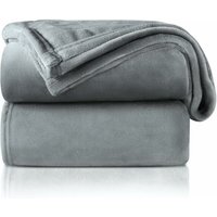 Minkurow - Kuscheldecke, flauschige Fleecedecke, weich und warm für Bett, Sofa, Kuscheldecke als Couchdecke, 130 x 150 cm, Silbergrau von MINKUROW
