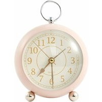 Minkurow - Retro Antik Analog Wecker Kleine Stille Nachttisch Geschenkuhr – Pink von MINKUROW