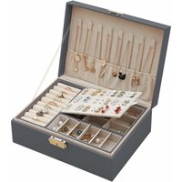 Minkurow - Schmuckschatulle für Damen, 2 Schichten, abschließbar, Leder, Schmuckkästchen, Schmuck-Organizer, kleine Schmuck-Aufbewahrungsbox, von MINKUROW