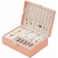 Minkurow - Schmuckschatulle für Damen, 2-lagige, abschließbare Leder-Schmuckschatulle, Schmuck-Organizer, kleine Schmuck-Aufbewahrungsbox, von MINKUROW